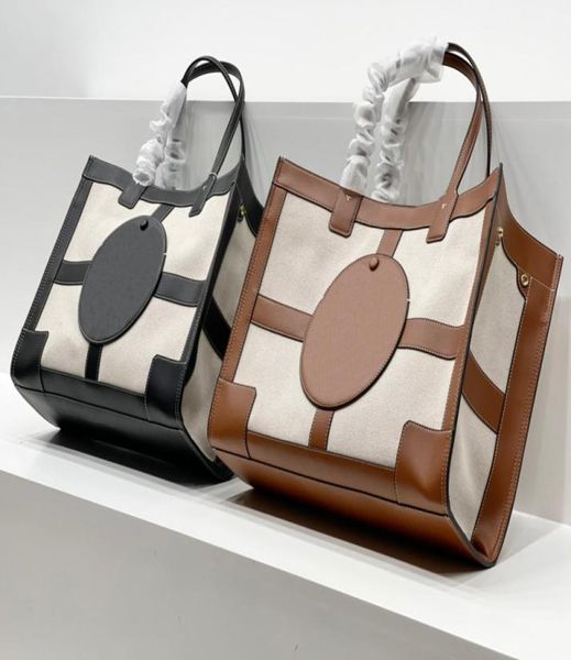 

fashionable witty super large design shopping bags leather color stitching canvas tote 43cm long shoulder strap women resort beach4904723
