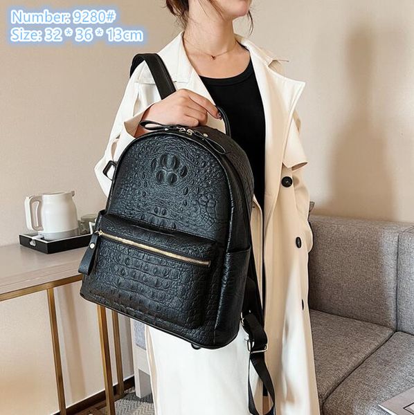 

wholesale ladies shoulder bag 5 colors classic embossed leather leisure backpack large zipper decorative fashion handbag simple crocodile jo