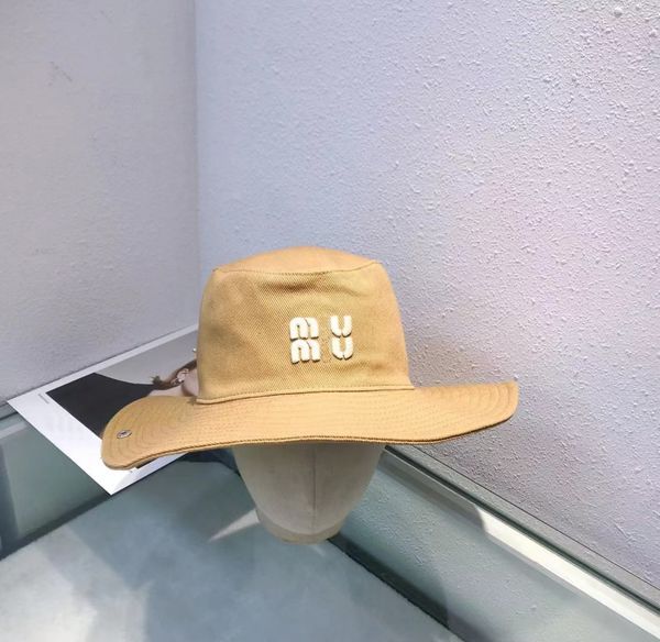 

western cowboy fisherman hat miu letter female designer beanie cap spring/summer versatile casual mask hat bucket basin hat, Blue;gray