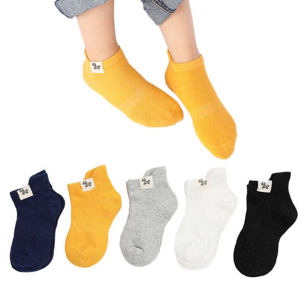 

socks 10 pieces=5 pairs soft cotton spring autumn girls' short and boys' 1-10 years of school sports children's socks g220524, Pink;yellow