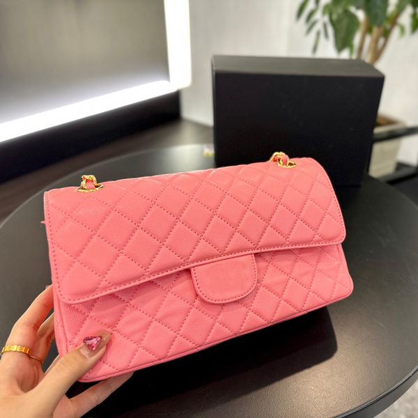 

womens classic double flap quilted caviar leather bags genuine leather gold metal hardware matelasse chain crossbody shoulder purse designer