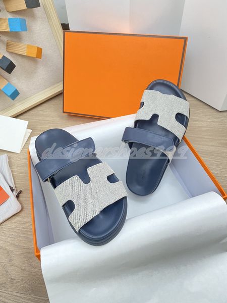 

2023 designer chypre slippers beach classic flat sandals luxury summer uncle home slippers leather flip flops men women slides size 35-45, Black