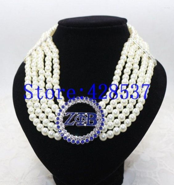 

choker greece greek sorority zeta phi beta symbol royal blue white crystal pearl jewelry multilayered necklaces6040646, Golden;silver
