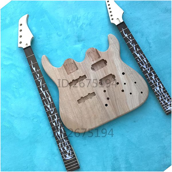

unfinished two-headed electric guitar. beautiful grain,ing
