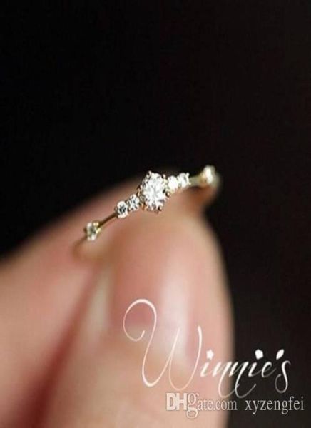 

2022 fashion 14k gold 7 tiny diamond ring pieces of exquisite small fresh ladies women party engagement ring trendy jewelry lovers3906723, Silver