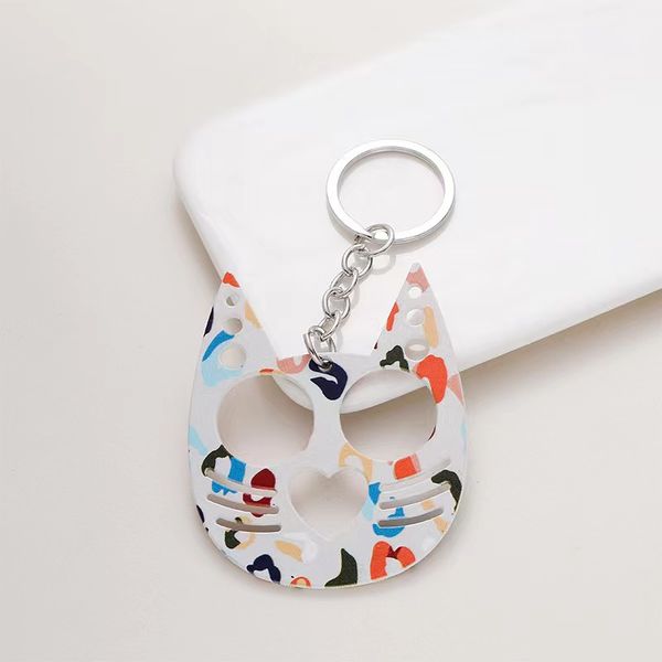 

fashion new style cute cat keychain self-defense tool two finger clasp with key chain self-defense supplies window breaker, Silver