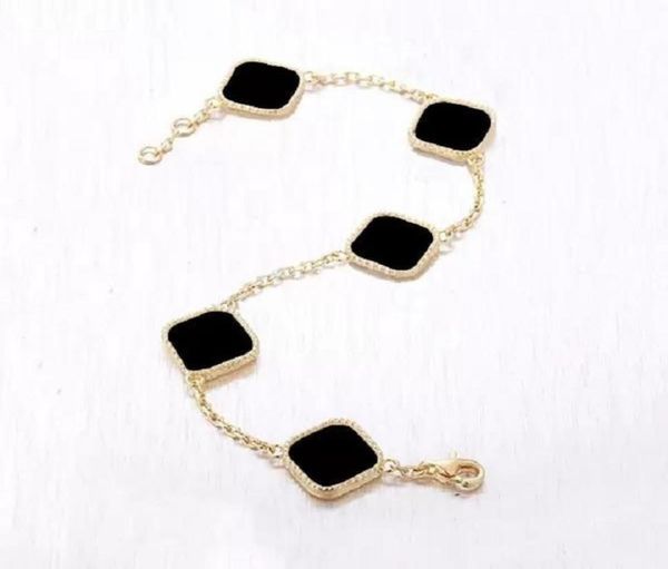 

love braceletes designer bracelets 4four leaf clover bracelet gold plate fill stainless steel agate flowers traditional charm lob1301564, Golden;silver
