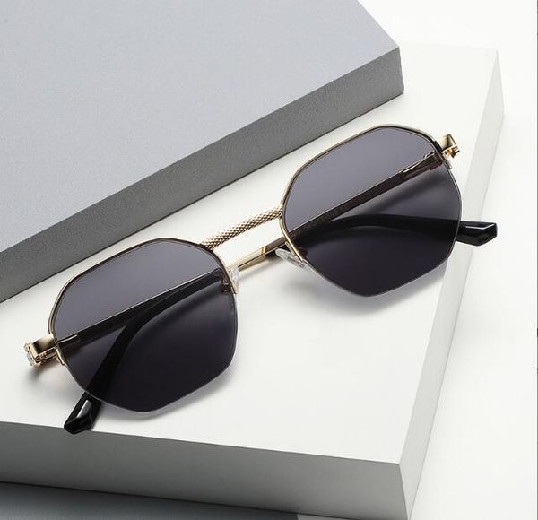 

elliptic half frame superclear women's sunglass driving glasses personality men's travel discoloration sunglasses metal frame shad, White;black