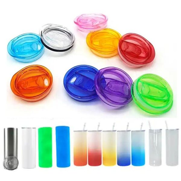 

colorful 20oz skinny tumbler replacement lids plastic splash resistant leakproof lids covers spill proof skinny cup lid for wide mouth tumbl