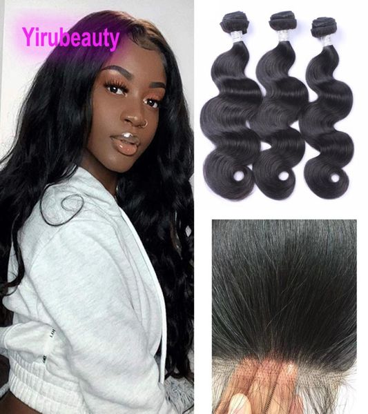 

indian virgin 100 human hair hd 5x5 lace closure body wave natural color 4 pcs 1030inch part3477185, Black;brown