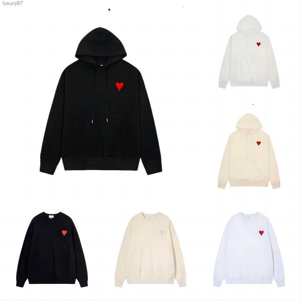 

hoodie male and female designers amis paris hooded highs quality sweater embroidered red love winter round neck jumper couple sweatshirts ph, Black