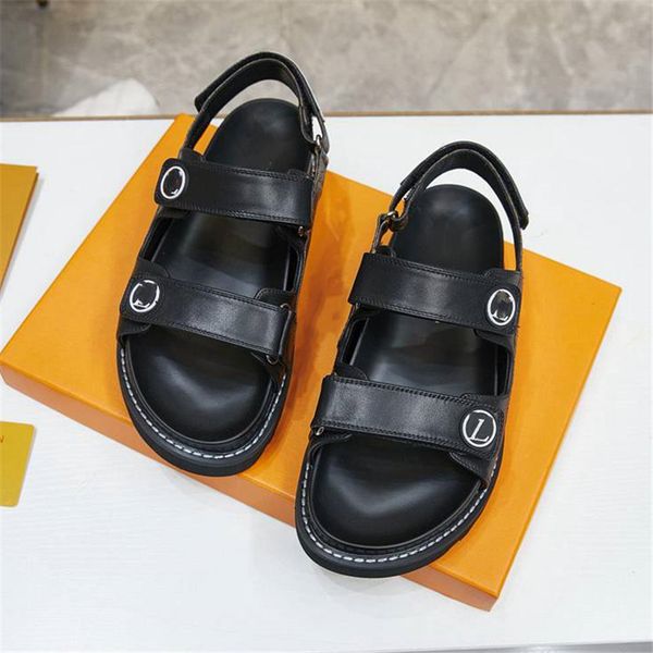 

luxury design sandals 2023 lvity fashion women viutonity summer high heels leather cross lace up student casual slippers 07-003, Black