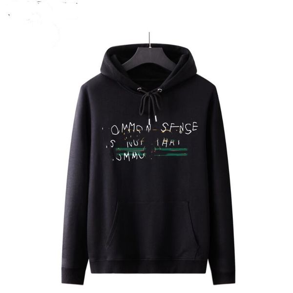 

men hoodie autumn winter plus size round neck long sleeve hooded pullover clothes sweatshirts designer jacket, Black