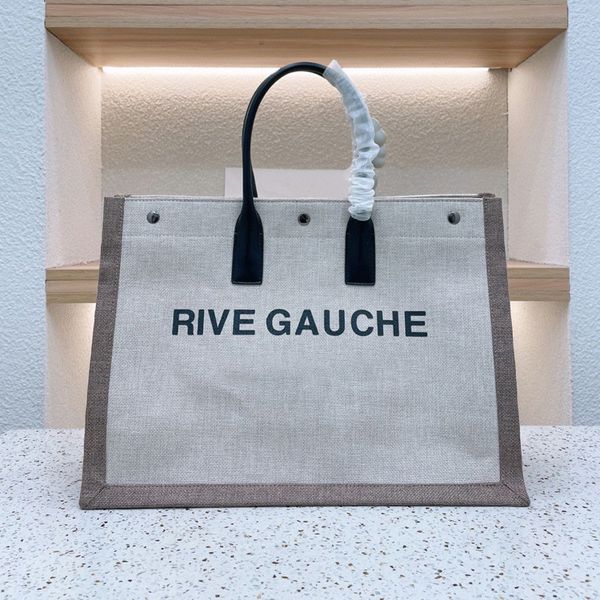 

luxury designer shopping bag womens handbags rive gauche totes handbag summer raffia linen large beach bags travel cross body shoulder tote