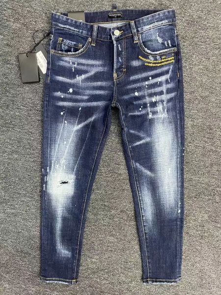 

d2 classic fashion women jeans hip hop rock moto womens casual design ripped jeans distressed skinny denim biker dsquare 2 dsqs dsq2s kkz, Blue
