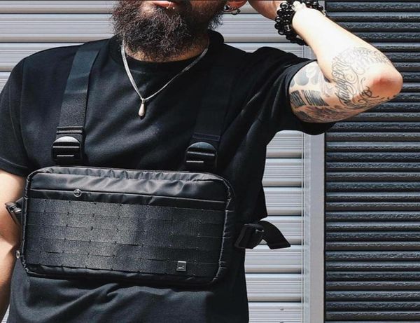 

waist bags cross body chest rig bag streetwear black hip hop fanny pack men adjustable tactical kanye packs19177049