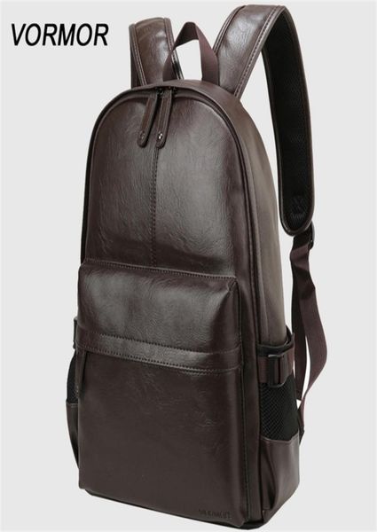 

vormor brand waterproof 14 inch lapbackpack men leather backpacks for teenager men casual daypacks mochila male 2203294950602