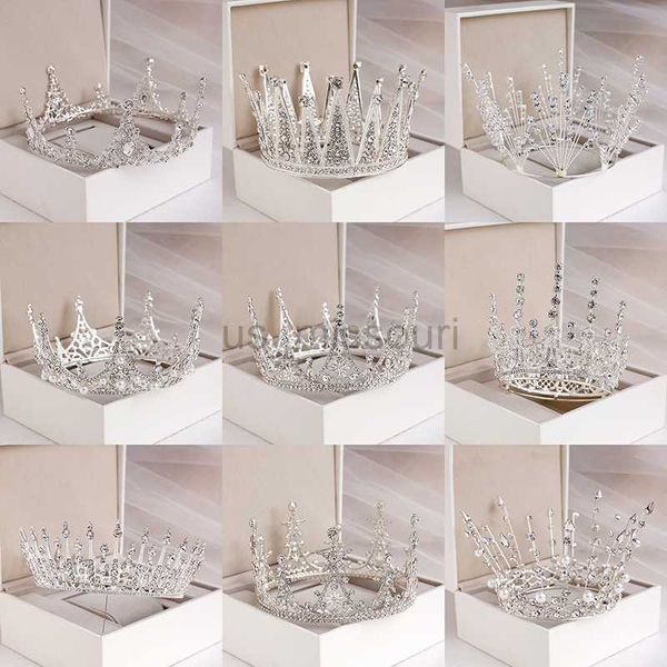

other fashion accessories baroque retro sliver color crystal bridal tiaras round crown rhinestone party queen pageant prom diadem wedding ha, Silver
