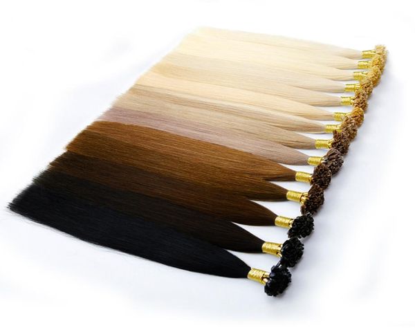

u tip pre bond hair extension keratin fusion human hair extension double drawn silk straight brazilian remy hair nano ring 100 str6439107, Black