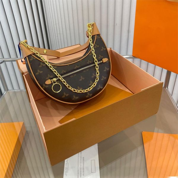 

loop bag designer hobo croissant bags crossbody shoulder bag cosmetic half-moon baguette underarm handbag metal chain collection m81098