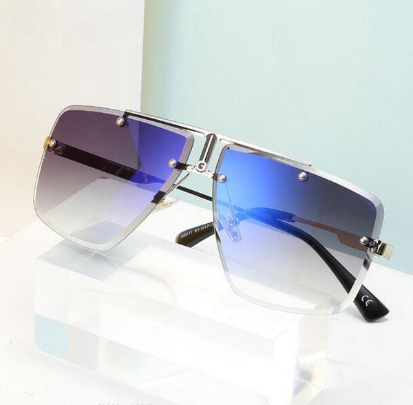 

new decoration style cut edge rimless superclear women's sunglass rectangle glasses personality men's beach travel discoloration s, White;black