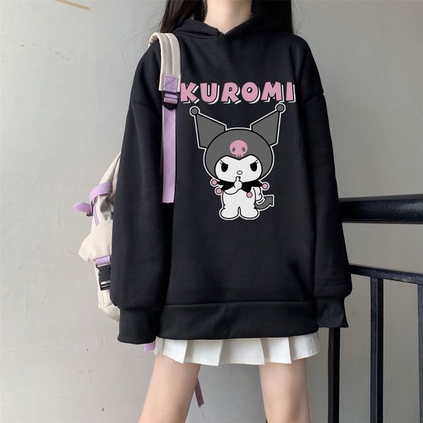 

23-kuromi streetwear hoodies jacket kuromied jacket coat outwear sweatshirt new, Black