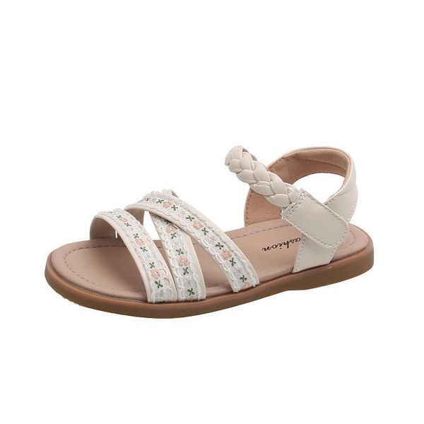 

sandals kids shoes wedge footwear children super beautiful floral girls summer princess beach f12621, Black;red