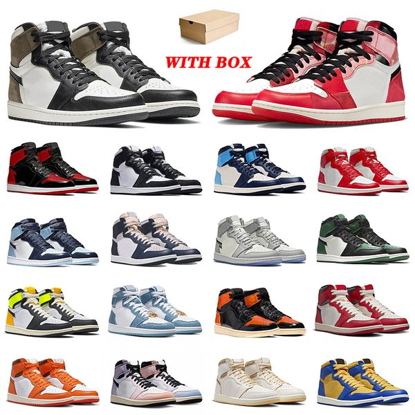 

2023 fashion 1s spider-verse basketball shoes size 13 dark mocha bred patent panda obsidian unc pine green denim reverse laney jumpman 1 for