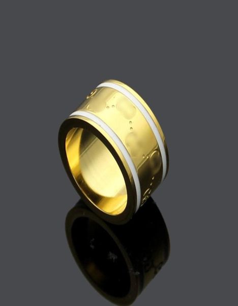 

women designer ring luxury style drop white oil wide sides titanium steel engagement rings fashion jewelry lady party 4935201, Silver