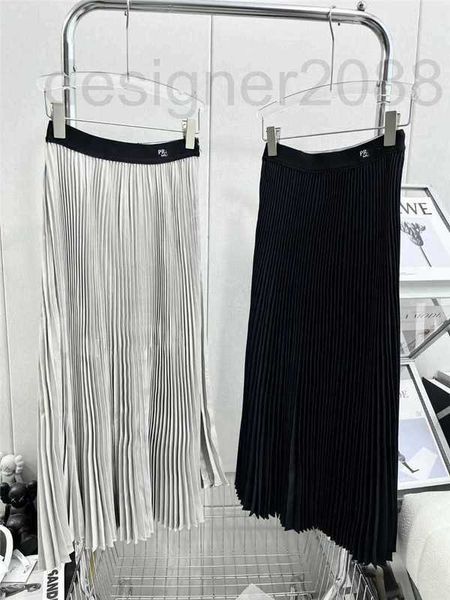 

skirts designer spring and summer new letter thread ribbon romantic pleated dress style sweet salt temperament long half skirt d3qz, Black
