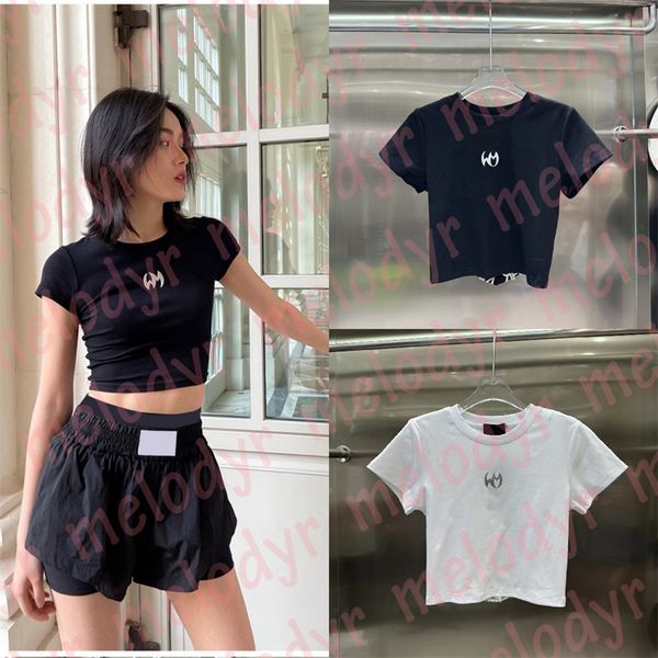 

hollow t shirts summer women backless crop metal letter slim short tees, White