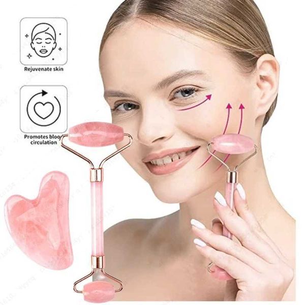 

face lift massager crystal roller facial massage relaxation jade roller stone natural rose quartz beauty skin tool girl gift77ge