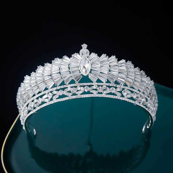 

other fashion accessories baroque luxury crystal beads bridal crown tiaras noble rhinestone pageant prom diadem headband cz crown wedding ha, Silver