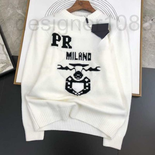 

designer 22ss sweater mens knitted pullover wool sweaters pra letter embroidery man bottoming shirt casual loose women sweatshirt btae, White;black
