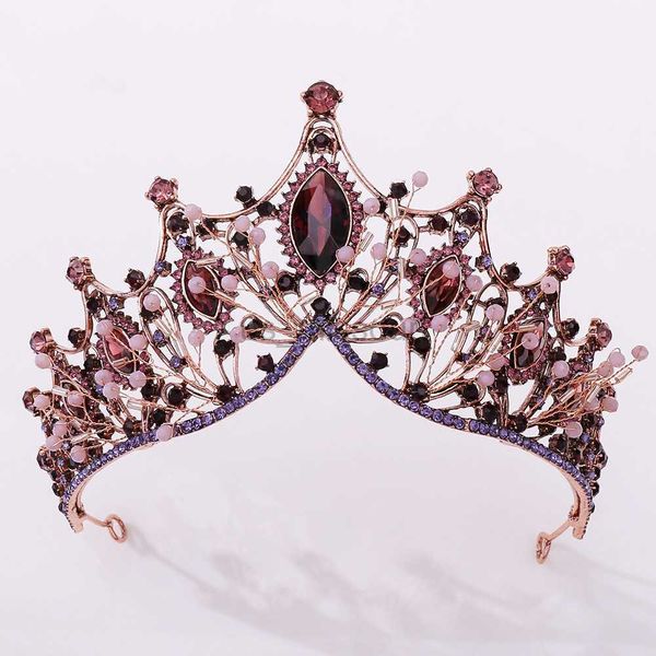 

other fashion accessories baroque vintage purple crystal beads bridal tiaras crown bride hairband black rhinestone pageant diadem wedding ha, Silver