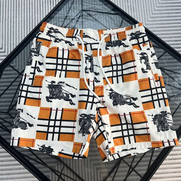 

men's shorts black and yellow plaid stripe brand beach swimming trunks classic multiple styles pure cotton breathable wrinkle resistant, White;black