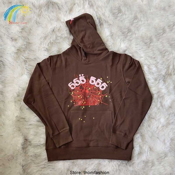 

men's hoodies sweatshirts autumn winter new brown sp5der hooded sweatshirts men women oversize 555555 hoodie, Black