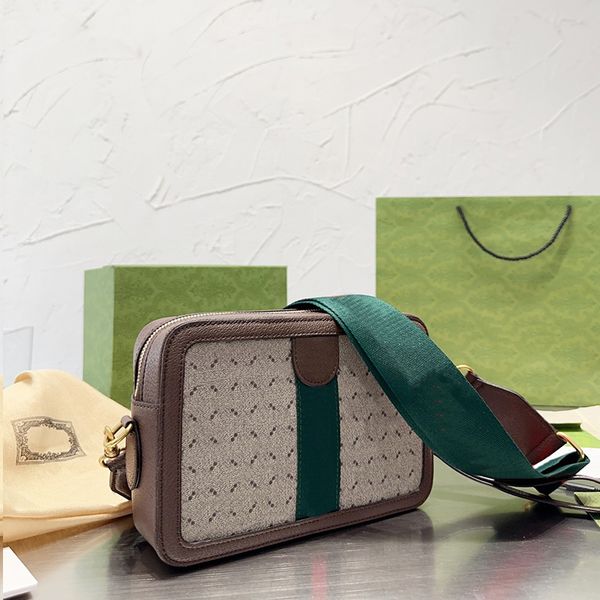 

camera crossbody bag retro handbags purse wide red green straps fashion letters zipper closure golden hardware women shoulder bags 25cm