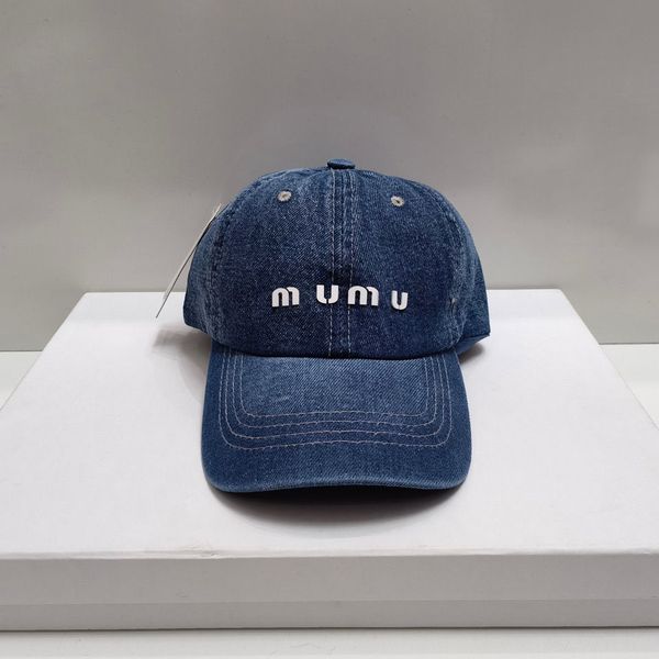

baseball cap with miu letters female designer designer beanie cap new versatile men's washed denim sunshade duck tongue hat, Blue;gray