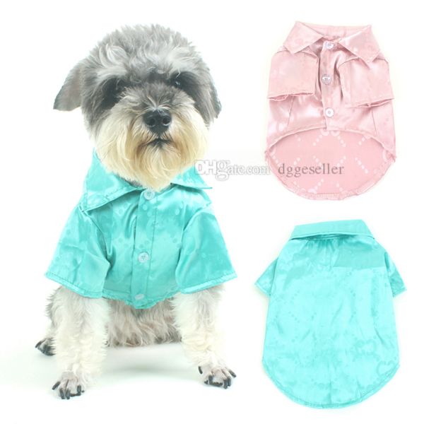 

Designer Dog Clothes Brand Dog Apparel with Classic Letters Dog Pajamas Silk Soft Shirts Loungewear Lapel Two-legged Sleepwear Shirt for Small Dog Yorkie Bulldog 739, Mix color