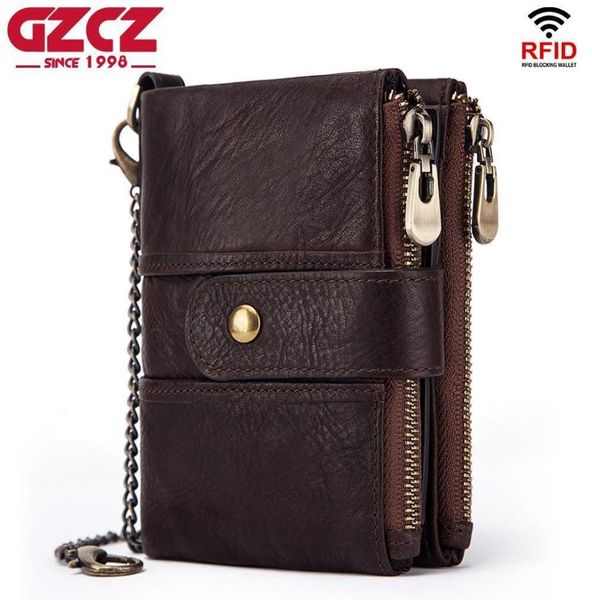 

gzcz brand wallet men genuine leather rfid wallets mini coin purse short male clutch walet mens small money bag j8086980, Red;black