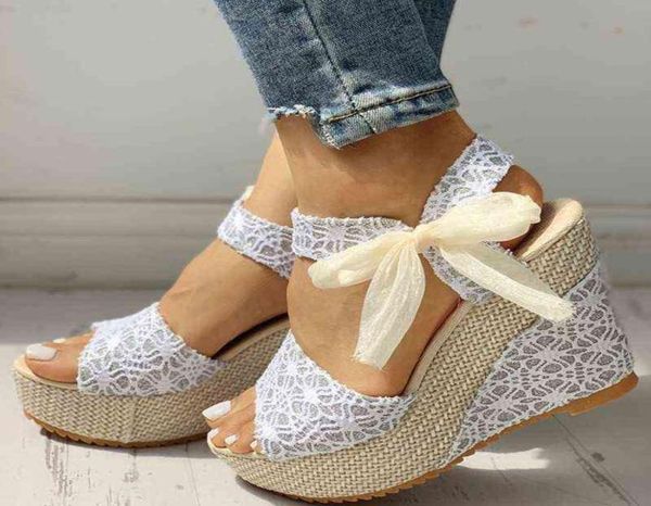 

lace women wedges heeled women shoes summer sandals party platform high heels shoes woman h11267542793, Black
