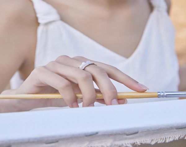 

new s925 silver lace princess ring fashionable wear pleated diamond plated white gold ring1012742