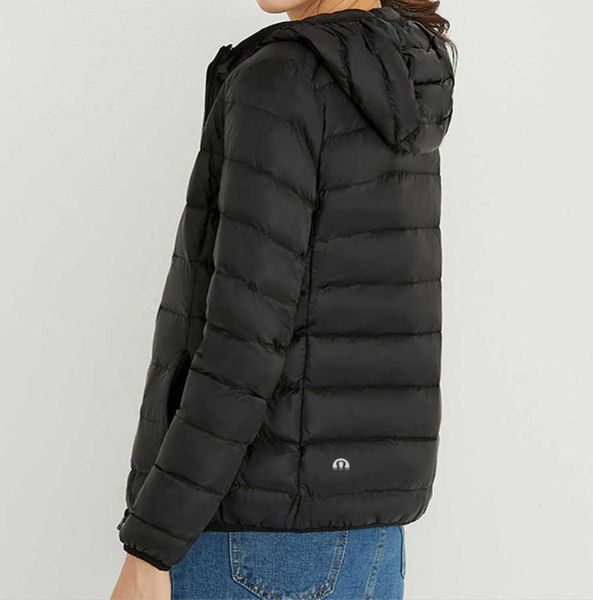 

2023 designer women tanks new autumn and winter women hooded yoga suit fitness exercise warm zipper down jacket luyoga, Black