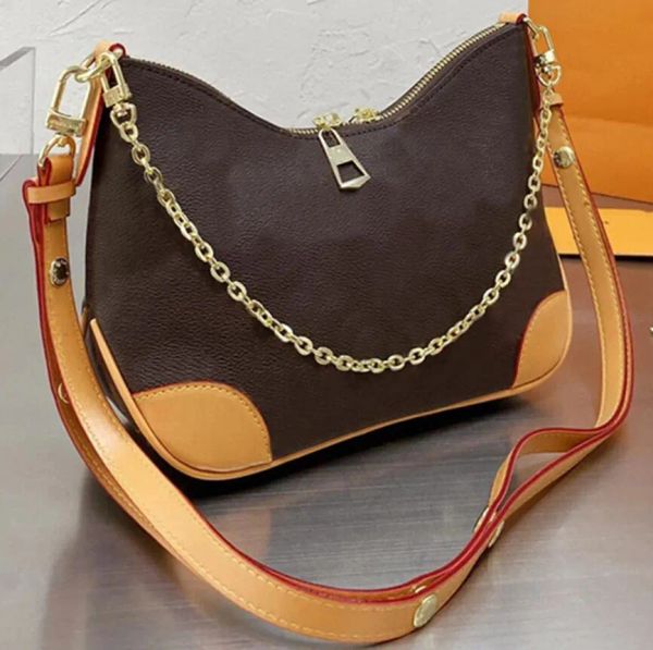 

boulogne m45831 m45832 leather shoulder bag women crossbody bags designer handbag purse wallet with chain, Black;red