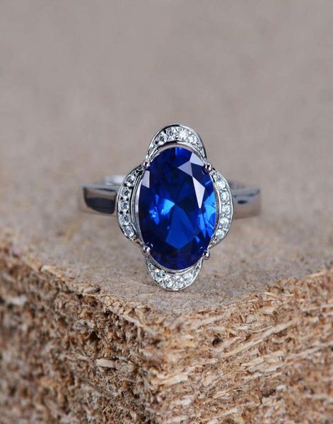 

hbp fashion selling accessories of shipai luxurious blue ring with oval flower shape3480636, Silver