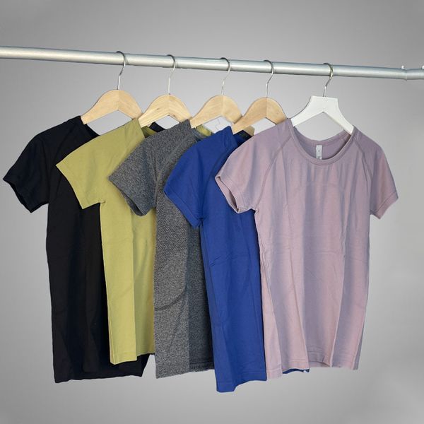 

lu-2.0 swiftly tech women's short sleeved seamless yoga t-shirt slim fit light fast dry sports shirt wicking knit fitness breathable