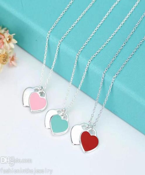 

fashion necklace designer jewelry luxury anniversary gift blue red pink silver heart key pendants necklaces for women girlfriend w6332685