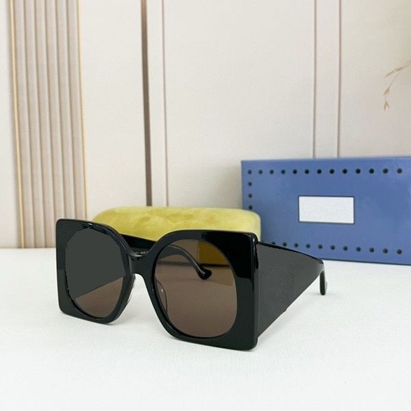 

2023 women men fashion sunglasses black width plank full frame brown round glasses available with box, White;black
