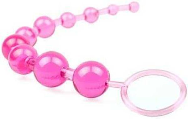 

factory outlet docking plug silicone bead toy with safety pull ring pink